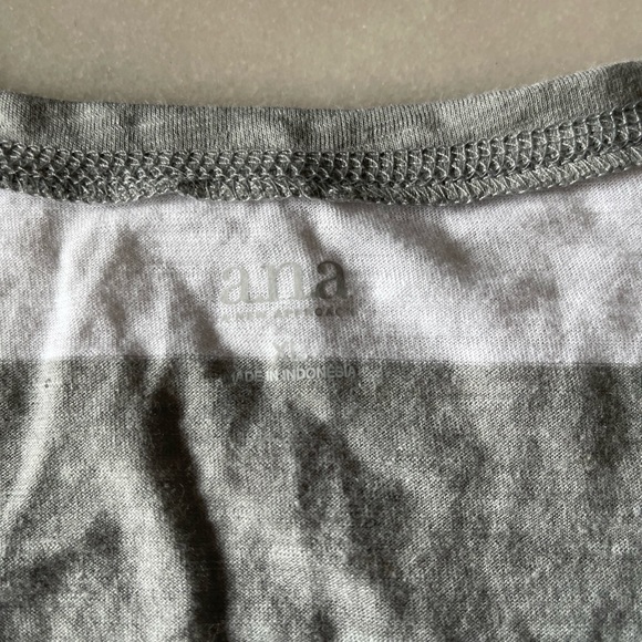 Gray and white striped t shirt. - Picture 2 of 3